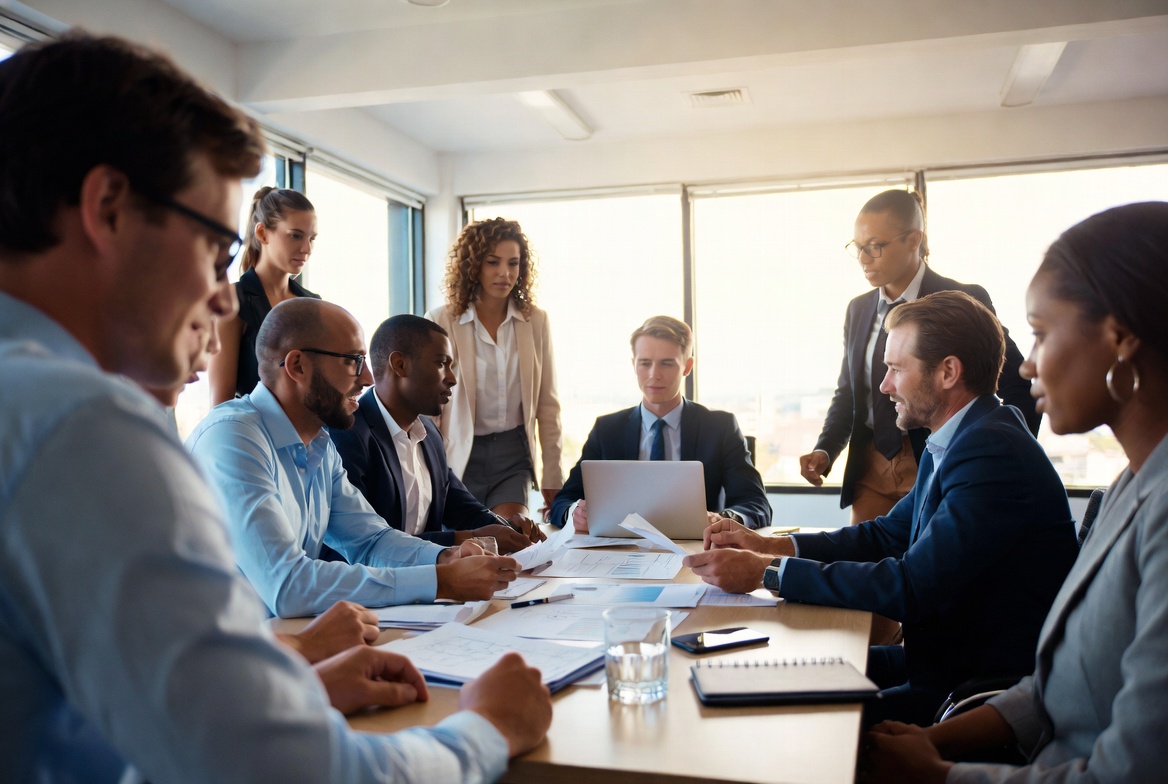 Elliot Permit Agency consulting team in a boardroom meeting